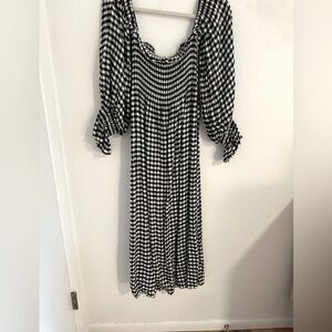 Sleeper Atlanta Midi Dress Black Gingham Size S